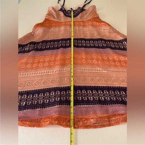 Anthropologie Maeve Summer Cottage Dress Lace Size 14 Pink Peach Purple - Picture 10 of 10